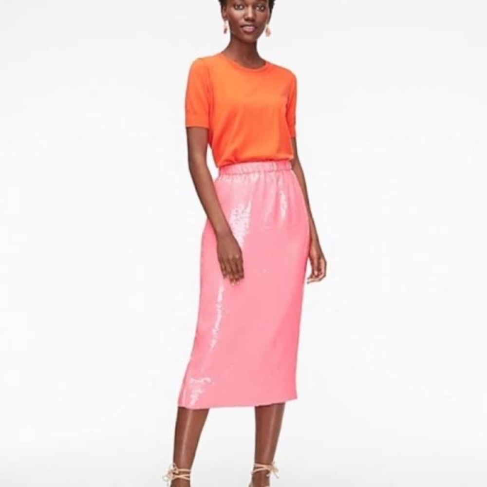 J. Crew Pink Sequin Pencil Skirt NWT